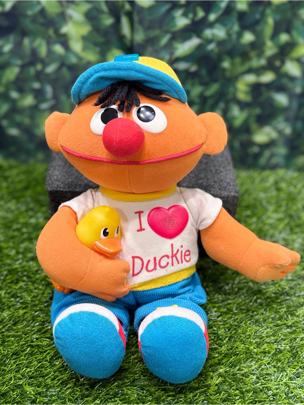 Tyco Sesame Street Ernie Plush Doll w/ Duckie Duck 1997 Washable Vintage